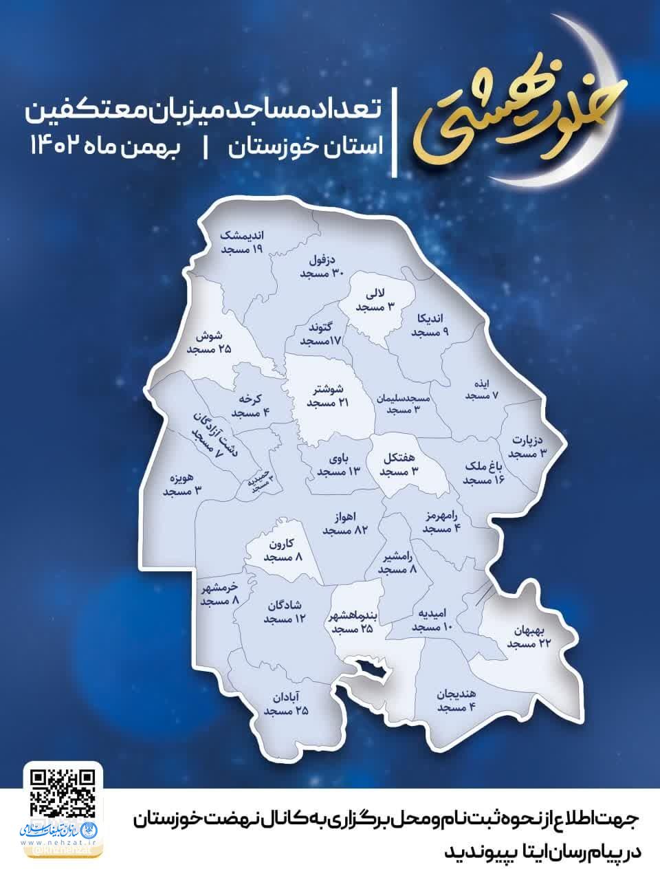 داده نمای مساجد میزبان معتکفین در خوزستان داده نمای مساجد میزبان معتکفین در خوزستان